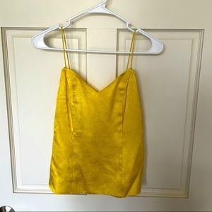 TOPSHOP 100% Silk Yellow Low Back Top Size 2